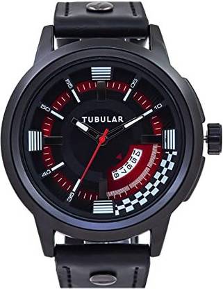 RAGHAV Screen Guard for TUBULAR Analog Wrist Watch with Date for Men. Round Black Red Dial with a Black Strap
