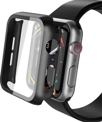 KAZUKI Screen Guard for 41mm Apple iWatch Series 9 / 8 / 7 41mm PC Frame + Tempered Glass Protector Case (Black)