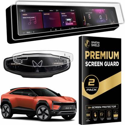 spartan shield Screen Guard for MAHINDRA BE 6 || [12.3 Inch Infotainment + 12.3 Inch Instrument Cluster] Full Dual Touchscreen Setup + Steering Cluster Protector|| Anti Fingerprint || Scratch Resistant || BE6 Car Display Accessory 2025 [Not Tempered Glass]