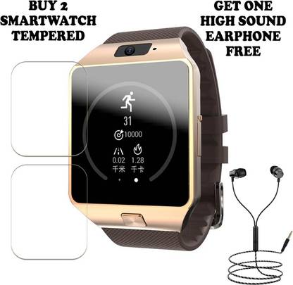 SOMTONE Tempered Glass Guard for QW09 smartwatch BUY PACK 2 AND GET ONE EARPHONE FREE