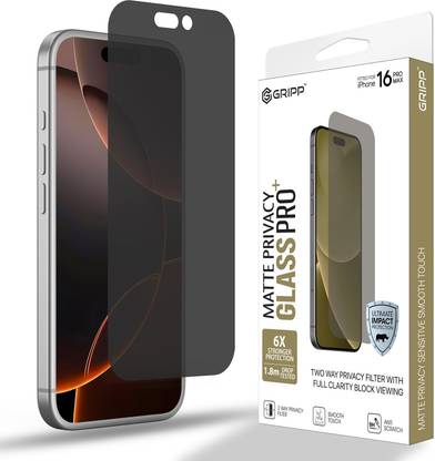 Gripp Tempered Glass Guard for Apple iPhone 16 Pro Max (6.9"), Matte Privacy Full Screen Coverage & 9H Hardness Screen Protector