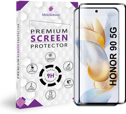 Mobilebies Tempered Glass Guard for Honor 90 5G 5G Full Glue Curved Screen Protector - ( Non-UV Glass )