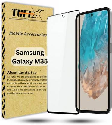 TuffX Tempered Glass Guard for Samsung Galaxy M35 (Black) with Edge to Edge Coverage and Easy Installation kit