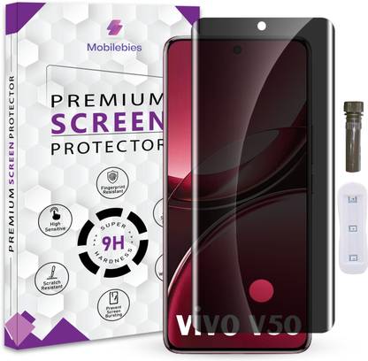 Qoisa Tempered Glass Guard for Vivo V50 UV Privacy Curved Screen Protector Guard with Easy Installation Kit