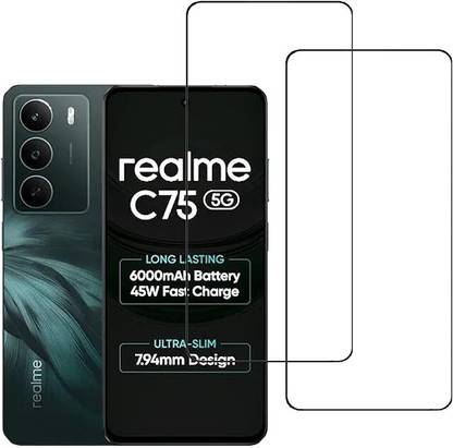 SSE Tempered Glass Guard for Realme C75 5G Tempered Glass Edge-to-Edge Full Screen Protector | Pack of 2 |