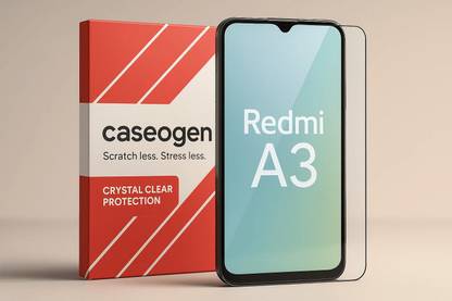 CASEOGEN Tempered Glass Guard for Redmi A13 Premium Tempered Glass Screen Protector – OG Clear Glass, 9H Hardness, Edge-To-Edge Full Coverage, Anti-Scratch, Anti-Fingerprint, Easy Installation (Pack of 1)