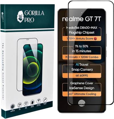 GORILLA PRO Tempered Glass Guard for Realme GT 7T 5G, Realme GT 7T