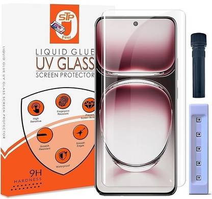 STP FEEL Tempered Glass Guard for Oppo Reno 12 5G UV Advanced Curved Screen Protector Guard with Easy Installation Kit