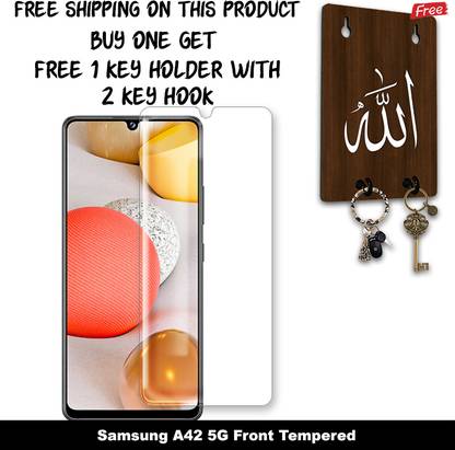 KOISTON Tempered Glass Guard for Samsung A42 5G And Free 1 Key Holder With 2 Key Hook H001-D4
