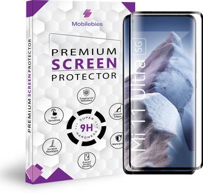 Mobilebies Tempered Glass Guard for Xiaomi Mi 11 Ultra 5G Full Glue Curved Screen Protector - ( Non-UV Glass )