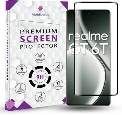 Mobilebies Tempered Glass Guard for Realme GT 6T Full Glue Curved Screen Protector - ( Non-UV Glass )