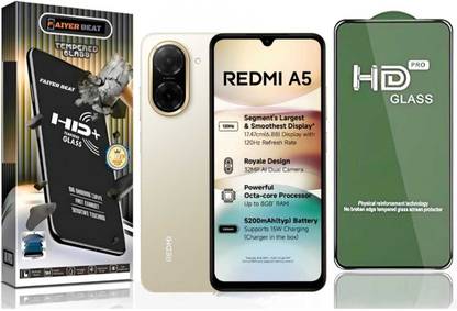 FAIYER BEAT Tempered Glass Guard for Premium high definition Tempered Glass For REDMI A5 5G (high definition finish,Pack Of 1) Advanced gaming high definition Full Screen Coverage Screen Protector for REDMI A5 5G