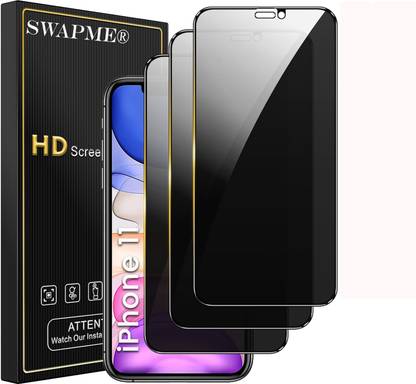 SwapME Tempered Glass Guard for 3 Pack Privacy Screen Protector for iPhone 11 / iPhone Xr with Anti Spy Tempered Glass Film, Anti-Scratch, Touch Sensitive, Bubble Free, Case Friendly