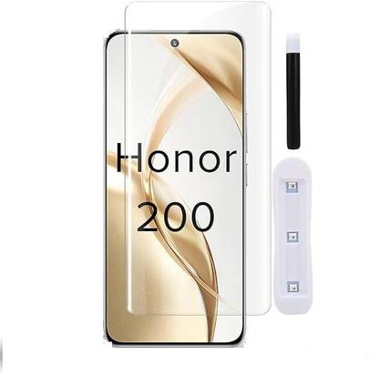 WallCraft Tempered Glass Guard for Honor 200 5G Advanced Border Less Full Edge to Edge UV Screen Protector and Easy Installation Kit.