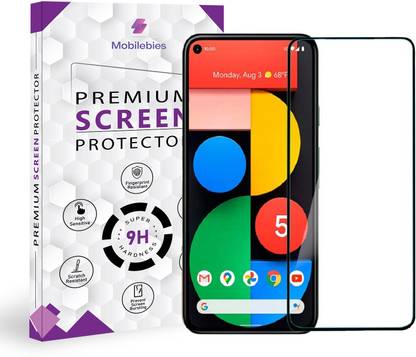 Mobilebies Tempered Glass Guard for Google Pixel 5 Full Glue Curved Screen Protector - ( Non-UV Glass )