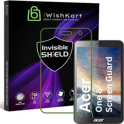 iWishKart Tempered Glass Guard for Acer One 8 T4-82L 8.7 Inch, Premium Military grade Edge to Edge Premium gorilla temper black glass screenguard with Self Installation Guide - Wet & Dry wipes, Dust Absorber [With Warranty] tab / tablet ka gilas cover | Premium Accessories, One8