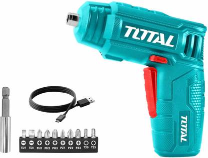 TOTAL Lithium-Ion Cordless Screwdriver Gun 1/4" | 180RPM | 4Nm Max. Torque | TSDLI0402 Collated Screw Gun