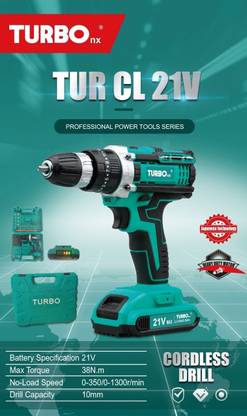 KHS ENTERPRISE TURBO 21V CORDLESS DRILL MACHINE KIT HID PRO Brushless Dual Speed, 10mm , With 2 x 2v Batteries Collated Screw Gun