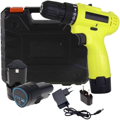 XDLB DJ_INTEL 12V Cordless Screw Gun – Adjustable Speed & Torque Control Screwdriver with 2 Batteries, LED Torch Variable Speed and Torque Setting Collated Screw Gun