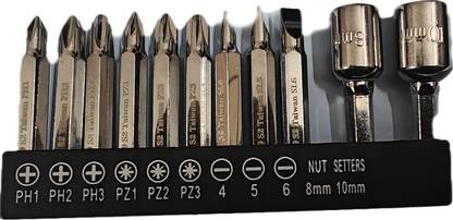 h9 11-Pcs Screwdriver Bit Set with Nut Setter PH1, PH2, PH3, PZ1, PZ2, PZ3 Nut Setter Set with Strong Magnetic Screwdriver Bit Set