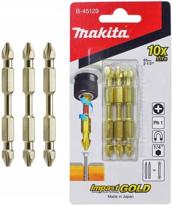 MAKITA B-45129 Makita double pointed needles torsion PH1 65mm 3pc B-45129 Screwdriver Bit Set