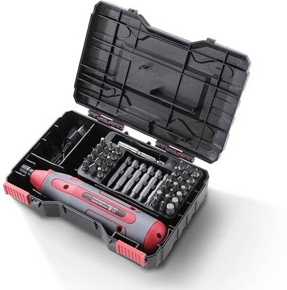 KUBER INDUSTRIES 43-Piece Cordless Screw Driver Tool Kit|LED Worklight|WS1001B|Black Standard Screwdriver Set