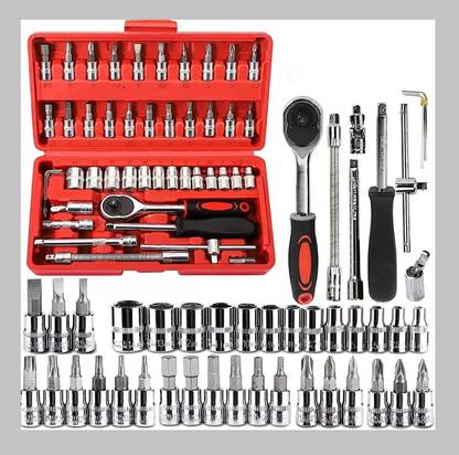 ANADIEXPORT 46 in 1 Pcs Tool Kit & Screwdriver and Socket Set Multi Purpose Tool Case-005 Long Handle Screwdriver Set