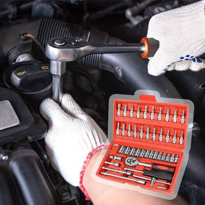 NHB BOUTIQUE 46 in 1 Pcs Tool Kit & Screwdriver and Socket Set Multi Purpose Tool Case Hand Tool Kit