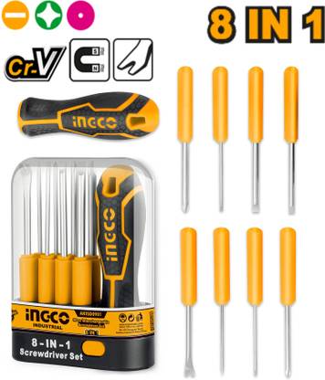 INGCO 9 Pcs Interchangeable Screwdriver Set Combination Screwdriver Set