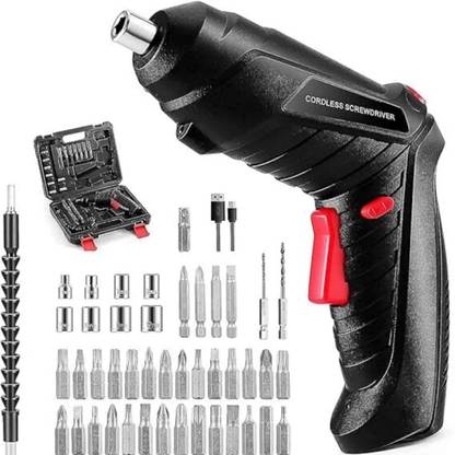 Peregrine Cordless Screwdriver Kit| 47 in 1 Electric Bits Set Rechargeable Screw Gun | Standard Screwdriver