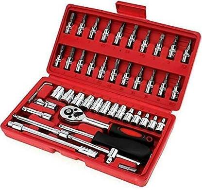 kayru 46 in 1 Screwdriver and Socket Set and Car Repair Tool Hand Tool Kit, Multi-Purpose Combination Tool Case Precision Socket Set Double Sided Rachet Wrench