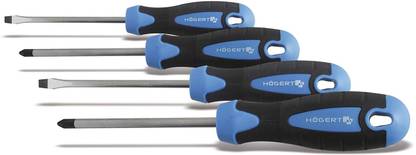 Högert Technik 4-Piece Screwdriver Set with Magnetic Tips and Ergonomic Handles Standard Screwdriver Set