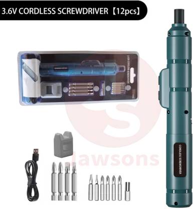 Jawsons ™ Cordless Screwdriver with a rechargeable battery, interchangeable bits, Standard Screwdriver