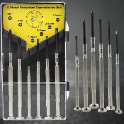 Justakeit 6Pc Mini Precision Screwdriver Set,6 Different Size Flathead and Phillips_155 Precision Screwdriver Set