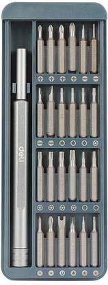 Deli 25 Pcs Screwdriver Set with S2+Cr-V Magnetic Bits Aluminum Alloy Cap Precision Screwdriver Set