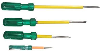 AMMGEE Hand Tools Screwdriver Set 2 in 1 Green and Yellow (Pack of 4) Standard Screwdriver Set