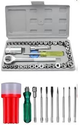 Saleshop365 Hand Tool Combo 40 pcs Combination Socket and Screw Driver Set With Line Tester Combination Screwdriver Set