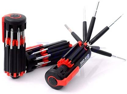 De Ultimate 8-In-1 Screw Driver Tool Set Kit with Torch and Magnetic Heads for Repairing Standard Screwdriver Set
