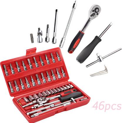 Pick Ur Needs High Quality 46pcs 1/4-Inch Socket Tool Set Ratchet Torque Wrench Tool Kit Combination Screwdriver