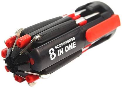 MSclassy 8 in 1 Multi-Function Screwdriver Kit Tool Kit Set with LED Portable Torch Standard Screwdriver