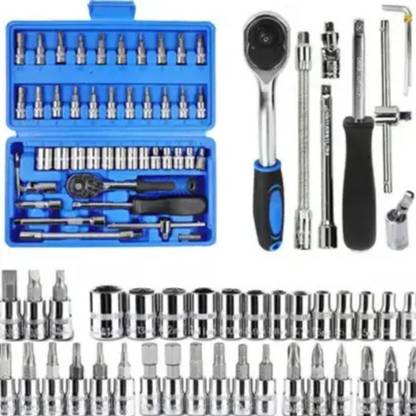 VD Enterprise 46-Piece Ratchet Socket Wrench Tool Kit Set – Complete Car, Bike, Auto Repair Long Handle Screwdriver