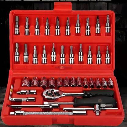 OneWish 46 Pcs Socket for Repair All Size Tool Kit Goti Pana, Perfect for DIY Enthusiast Combination Screwdriver Set