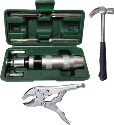 Inditrust Professional Hand Impact Screwdriver set with Claw Hammer & Locking Plier Impact Screwdriver Set