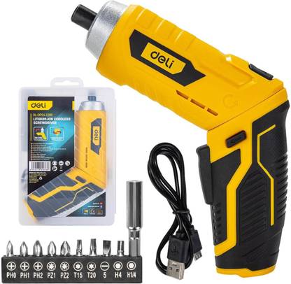 Deli DL-DP04-E2B1 3.6V Cordless Screwdriver Set 1.5Ah Li-Ion with 10-pieces Screw Bit Precision Screwdriver Set