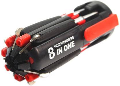 Wefuse 8 in 1 Multi Function Screwdriver Tool Kit and 6 LED Light Torch Combination Screwdriver Set