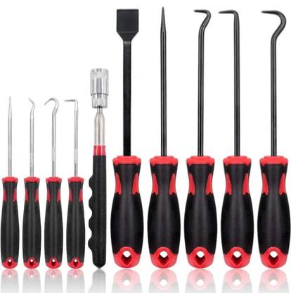 uptodateprouducts 9Pcs Long Hook Set with Magnetic Telescoping Tool Kit, Precision Scraper Long Handle Screwdriver Set