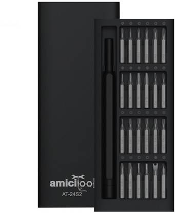 amiciTools 25 in 1 Precision Screwdriver Set S2 Steel Multi-Purpose Magnetic Bits with Smart Case Precision Screwdriver Set