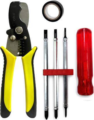 EPITECH MART 6 in 1 Multibit Double Sided Screwdriver, 8" Multi-Purpose Wire Cutter, Tape Combination Screwdriver Set