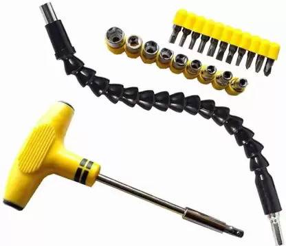 Mass Pro 1pc socket set (22pc), 1pc 290mm Flexible bit Long Handle Screwdriver Set