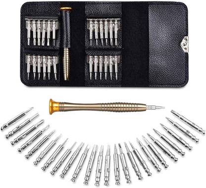 Wishbone 25 in 1 DIY Mini Precision Screwdriver Repair Tool Kit with Black Leather Bag Combination Screwdriver Set